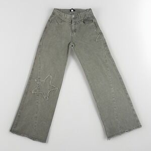 Hot Topic Wide Leg Jeans Women Sz S  26-27" Star Distressed Grunge Emo Boho Y2k